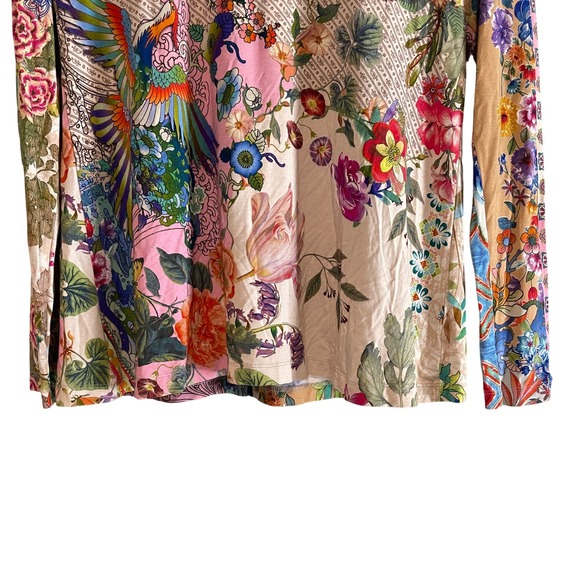 Johnny Was Floral Jersey Bamboo Stretch V Neck Floral Pullover Top Size XS - Picture 6 of 10